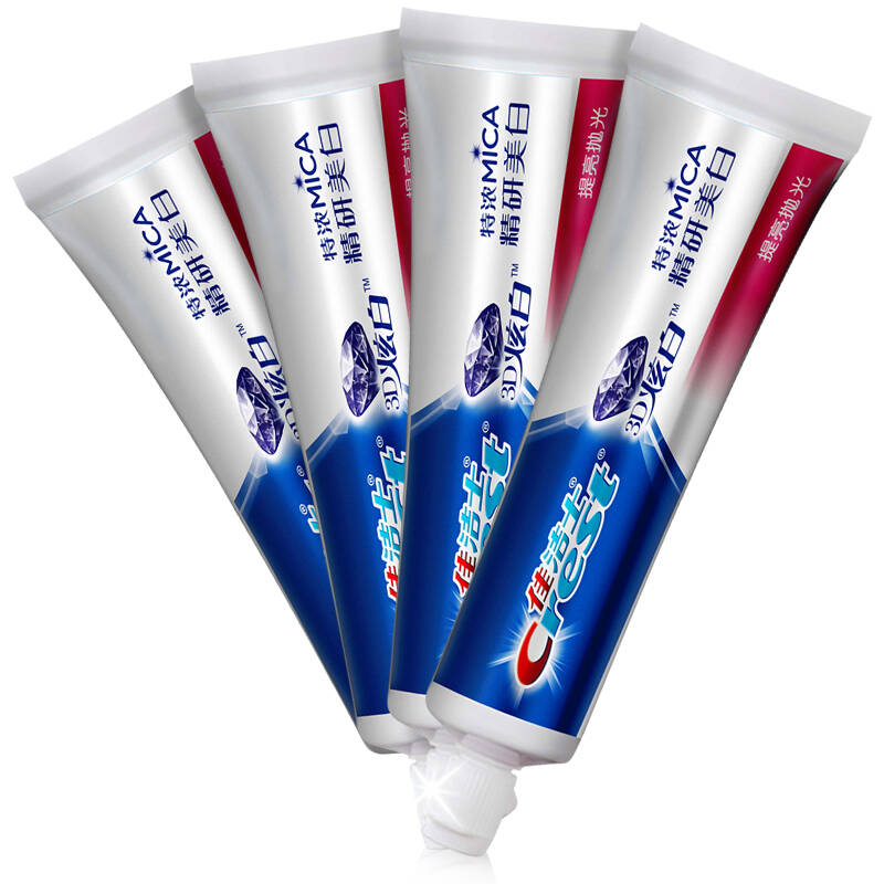佳洁士(crest) 健康专家精研 美白提亮抛光牙膏140g四支装(特浓美白