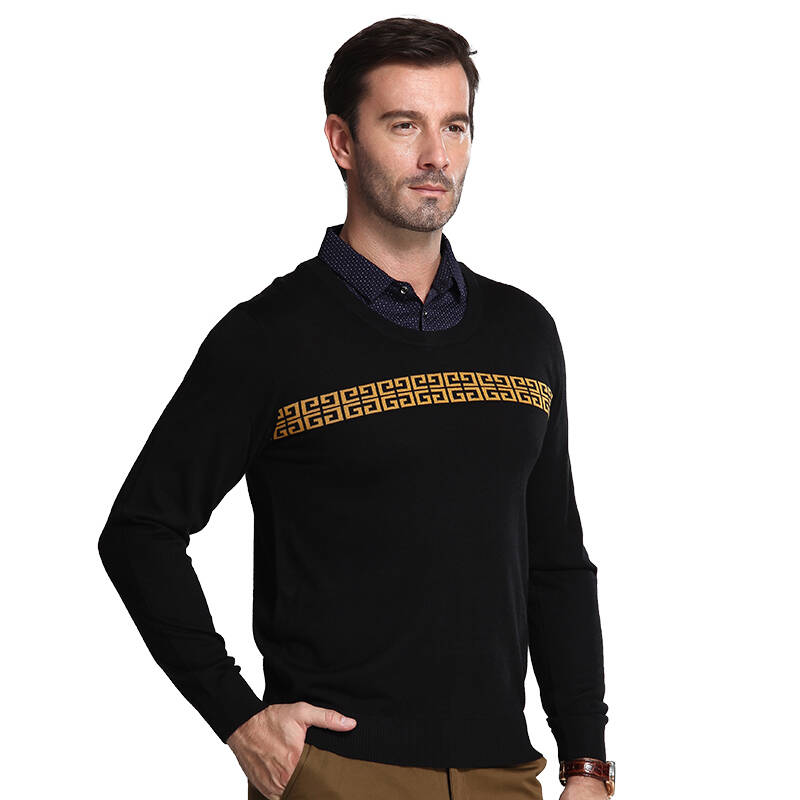 保罗法狄(baoluofadi)男士衬衫领毛衫商务休闲针织衫打底衫 毛衣男