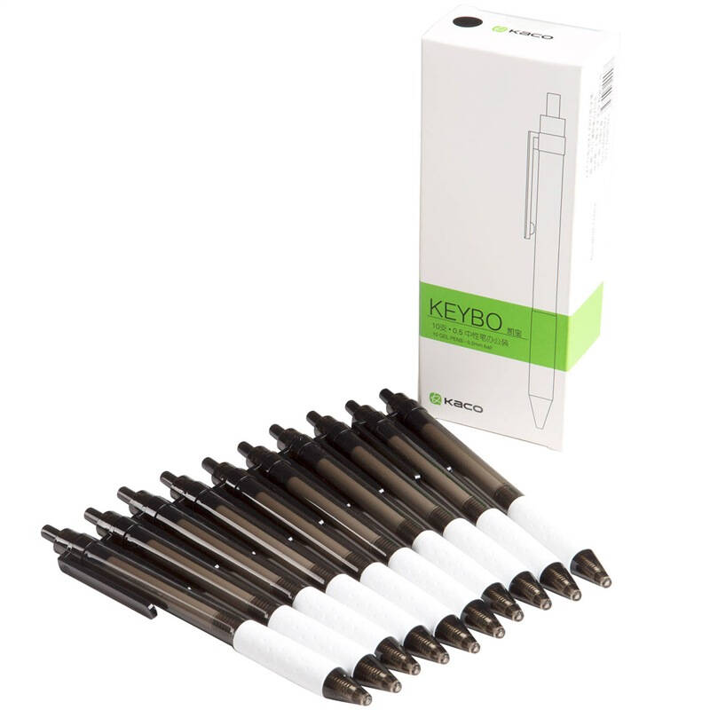 文采(kaco) 凯宝系列 透明黑笔杆白色笔握中性笔(黑色)0.