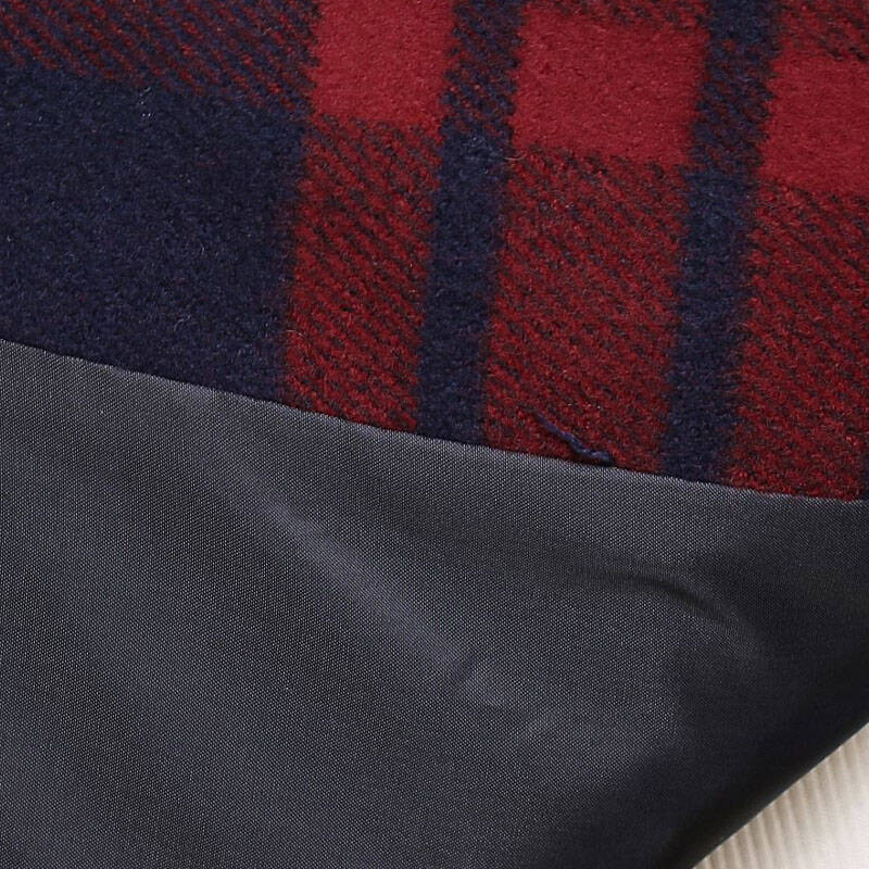 新款中老年羊毛呢子大衣女大码胖妈妈中年加厚格子外套女装 黑红格子