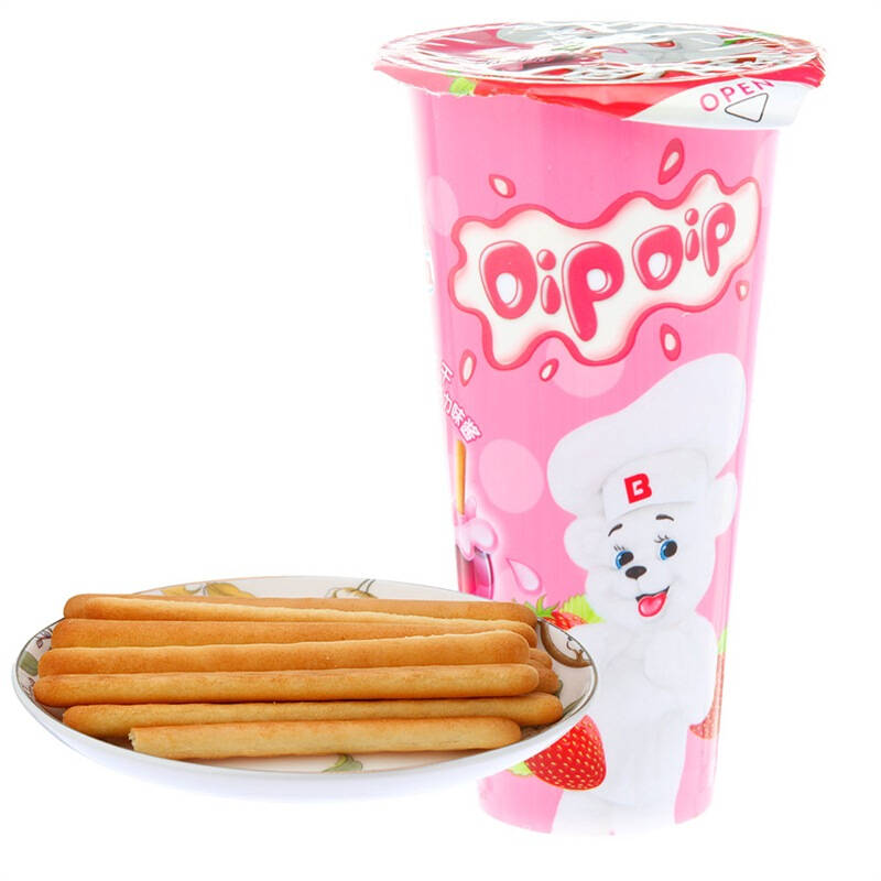 宾堡 迪迪手指饼干蘸草莓巧克力味酱 50g 自营