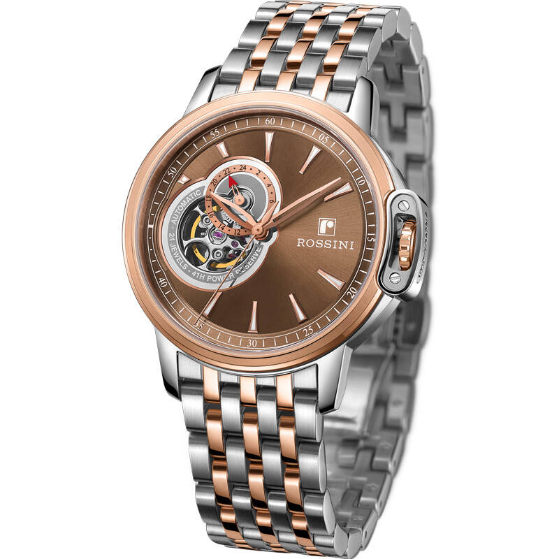 罗西尼(rossini)手表 雅尊商务系列镂空钢带防水自动机械男士手表8633