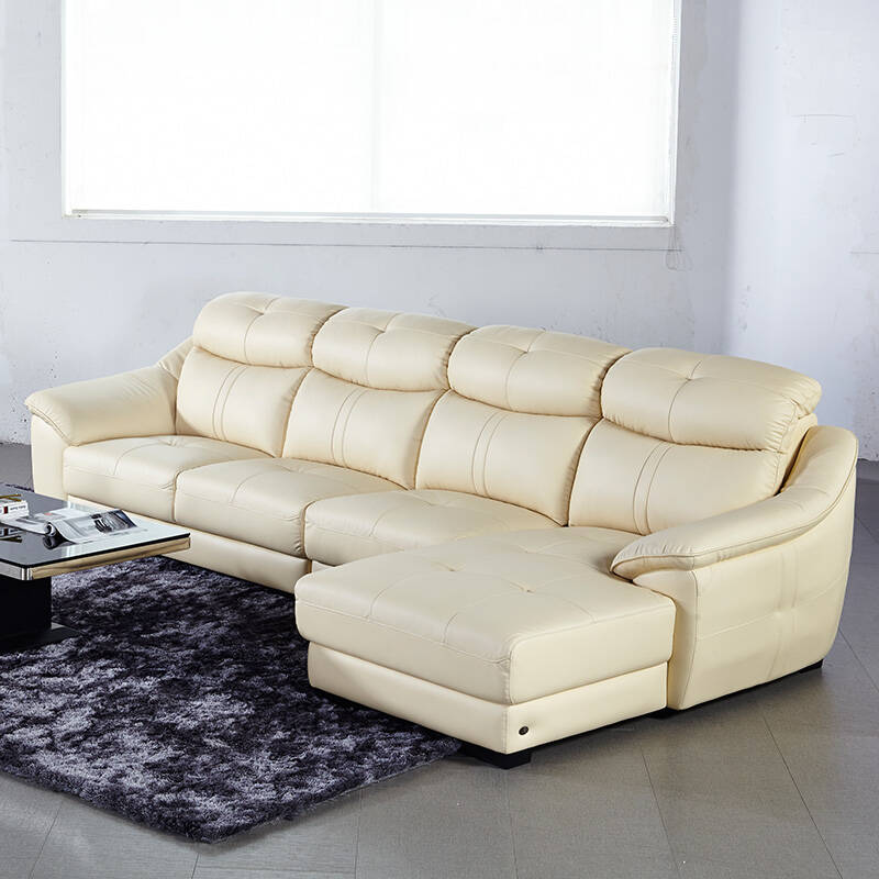 左右沙发 客厅沙发组合沙发 头层黄牛皮 简约现代 dzy2804 a20米黄色