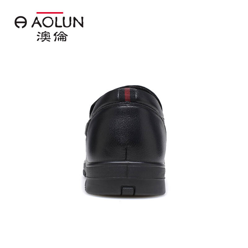 澳伦(aolun) 新款套脚休闲皮鞋 男鞋荔枝纹男鞋 黑色 41