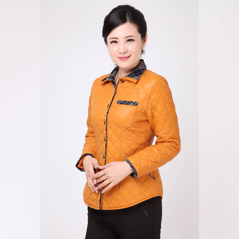 孝廉2014中老年女装羽绒棉打底衫 冬装加厚妈妈装羽绒棉衬衫式外套