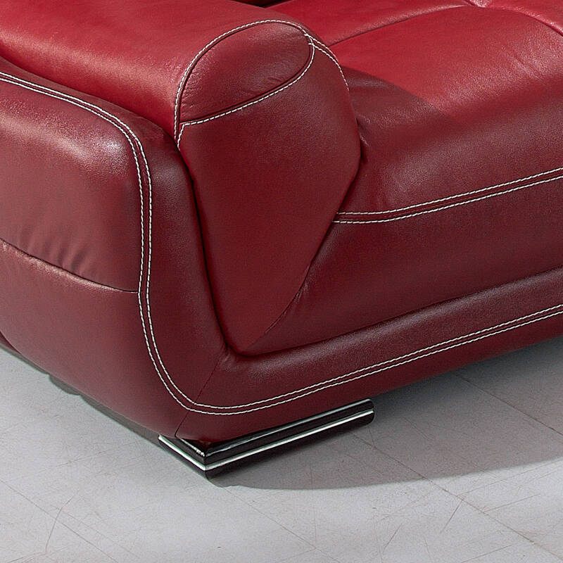 悦虎家居 沙发 真皮沙发 休闲转角皮艺沙发 三人客厅沙发组合 复古红