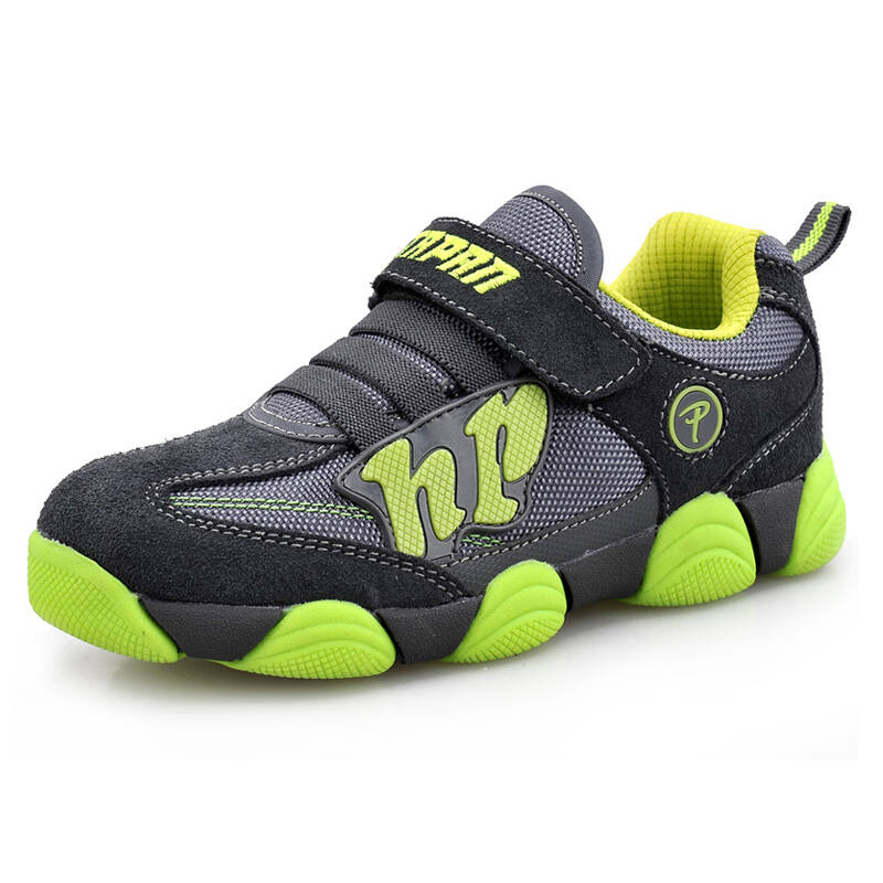 彼得潘童鞋 软底真皮透气男女儿童鞋 休闲运动女童鞋 p105 灰绿 36码