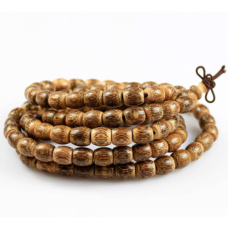 第一塔 天然棕竹金丝竹念珠手串js201 桶珠 108颗 节日礼物