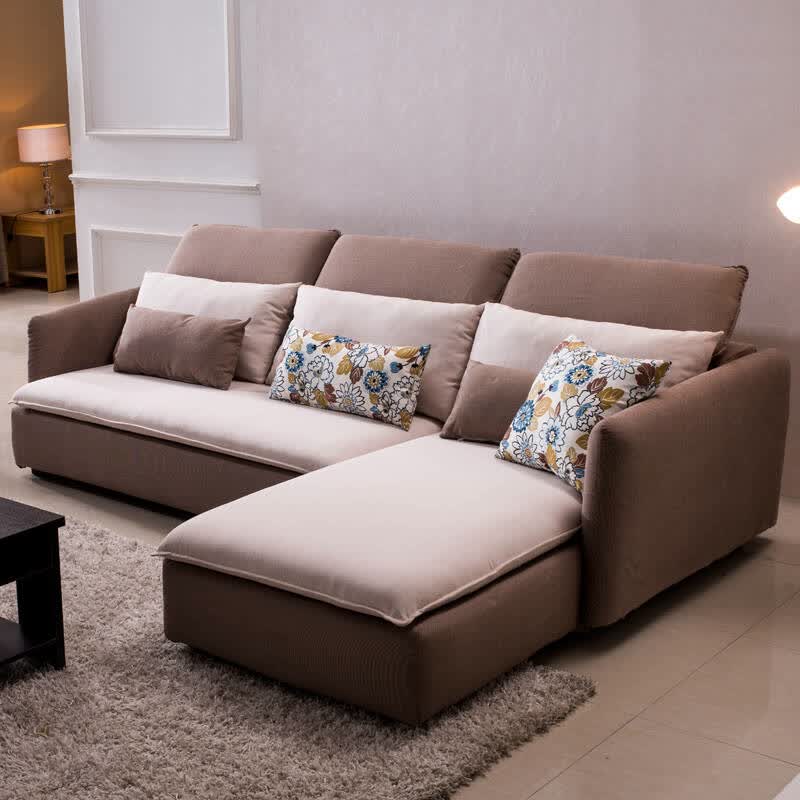 客厅小户型沙发组合 布艺沙发 a9101 咖啡浅灰色 双手单人 三人 贵妃