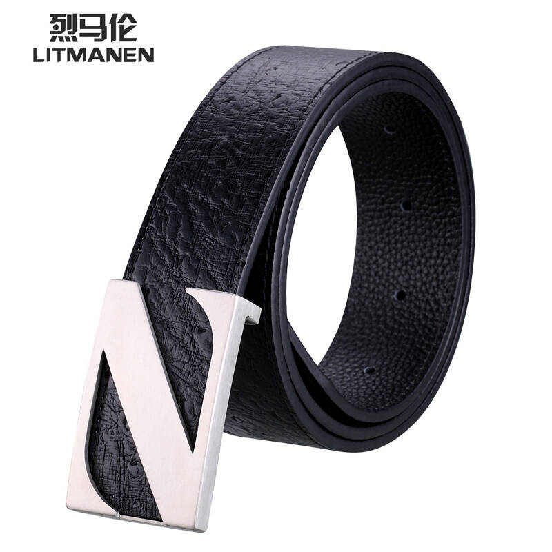 烈马伦 litmanen 男士宽版高端真皮皮带 头层牛皮男款腰带 时尚z字母