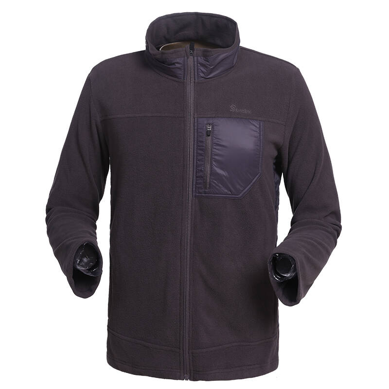 森力senselead 14秋冬新款户外男女情侣开衫抓绒衣s142003 男款煤灰 l