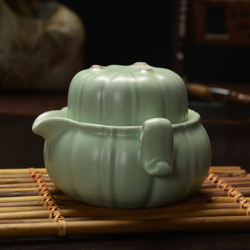 古焱 快客杯 汝窑快客杯茶具 汝瓷茶具套装一壶一杯办公茶具 旅行茶具