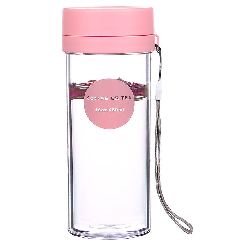 私家良品cica 创意便携防漏水杯 双层防烫塑料杯子 随身杯 带滤网运动