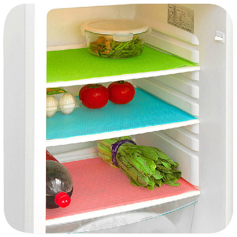 可裁剪抗菌防污冰箱垫 防霉抗菌吸潮防水洗 防滑垫子 (4片装)颜色随机