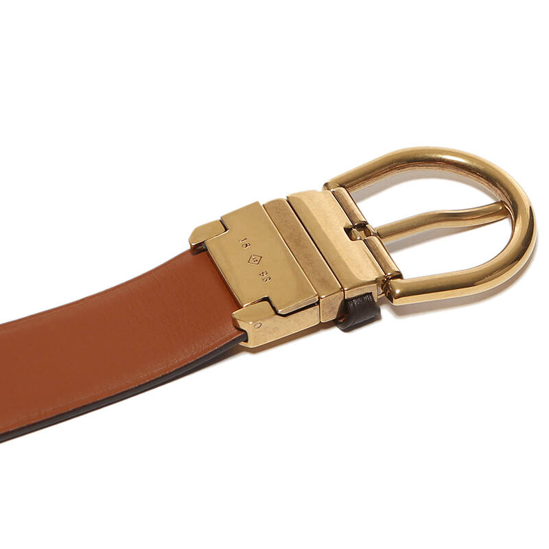 dunhill 登喜路 男士深棕浅棕双色牛皮针扣双面腰带 hpx287b42