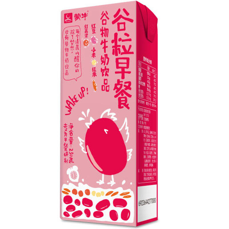 【京东超市】蒙牛 谷粒早餐奶(红豆 红米 红高粱 小米) 250ml*12 整箱