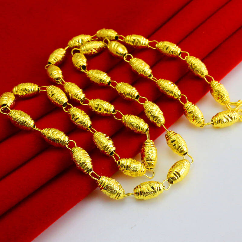 千影珠宝 黄金项链男士男款镂空心镀金佛珠链子仿真首饰仿999金送礼物