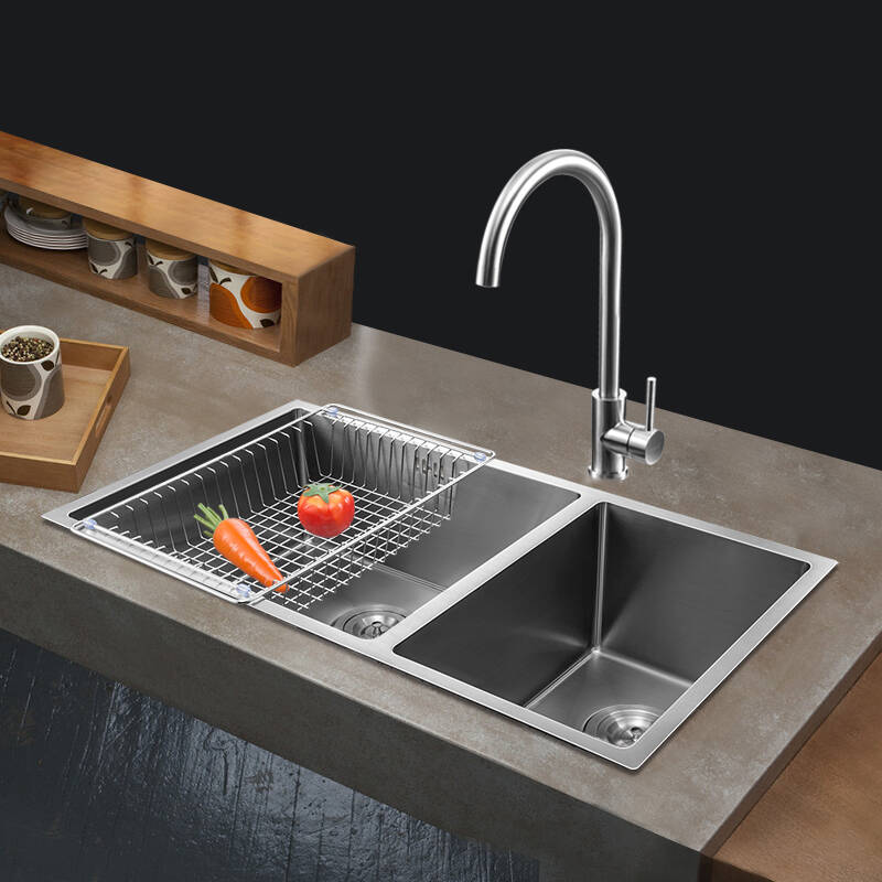 higold/悍高 水槽加厚304不锈钢手工双槽洗菜盆台上盆台下盆 a套餐