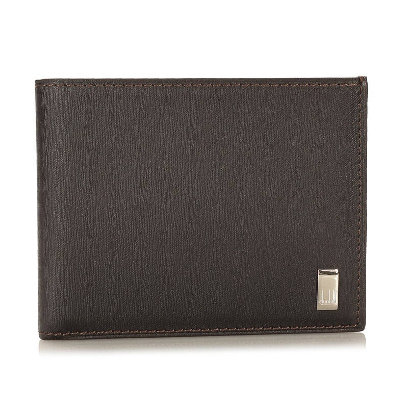 dunhill登喜路 男士棕色牛皮压纹短款钱包钱夹fp3020e hy 京东自营