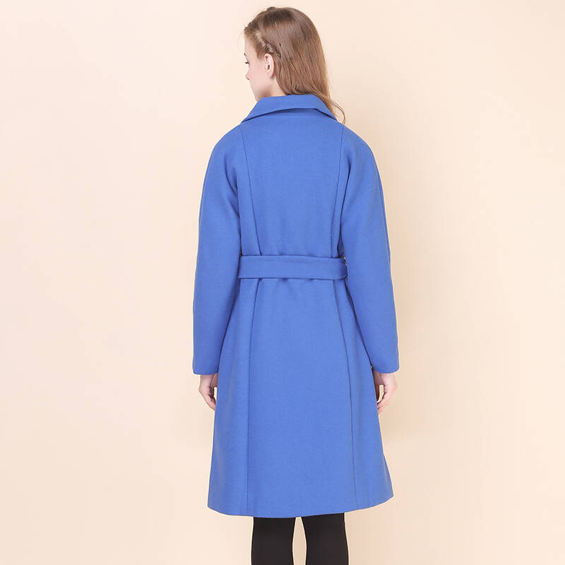 朵以2016冬装新款时尚韩版含羊毛呢子外套中长款大衣女30dd71749 靛蓝
