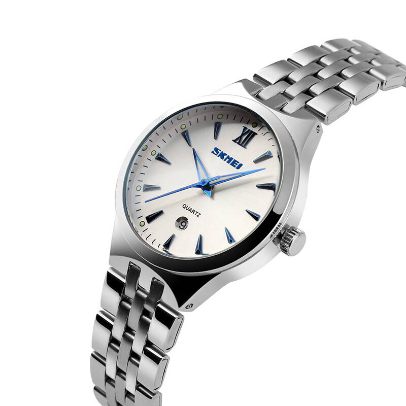 时刻美(skmei)手表 男士手表商务钢带表荧光夜