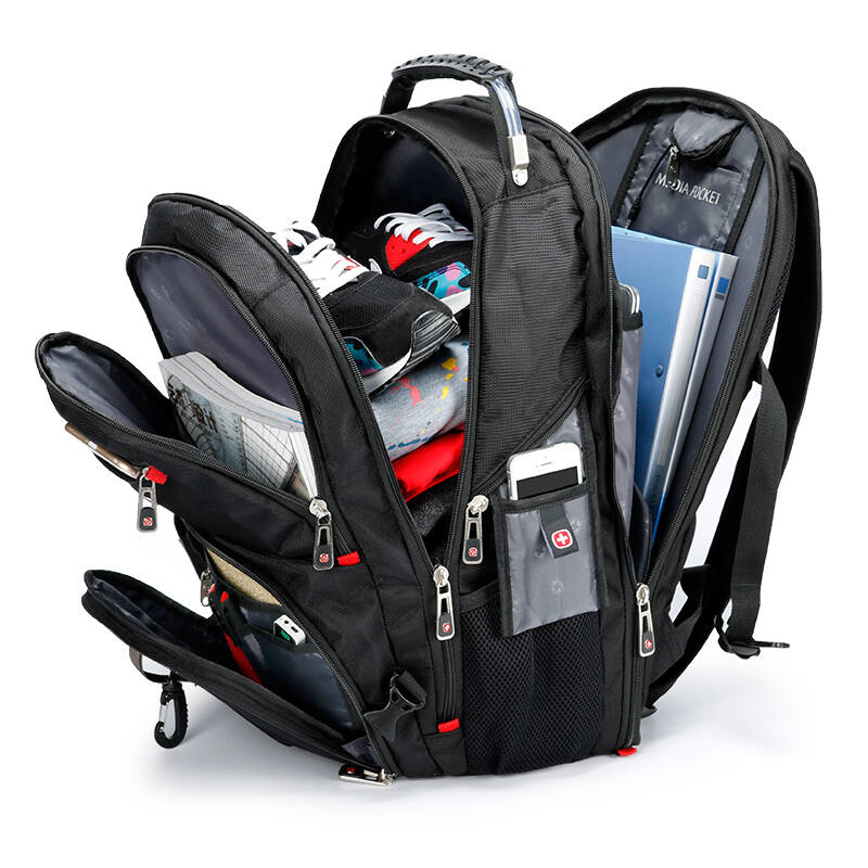 swissgear双肩电脑包男女商务背包休闲旅行包 黑色加大版