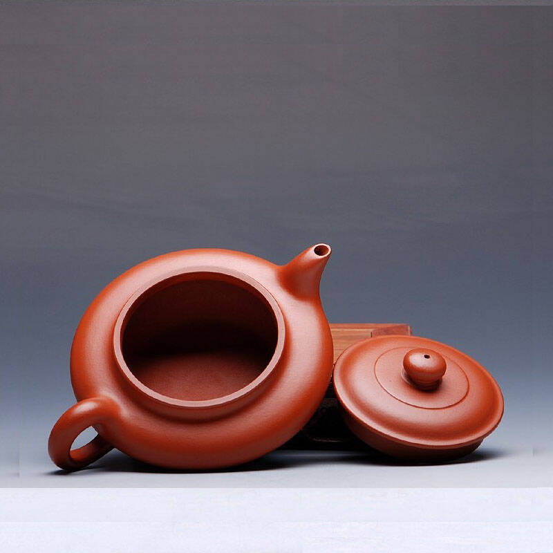 美典(meediea)宜兴名家紫砂壶 国家助工王红娟朱泥虚扁壶240ml