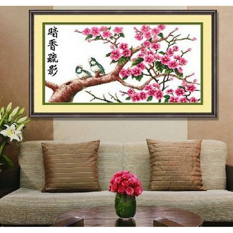 jjlok/家家乐 100%精准印花十字绣 暗香疏影 大幅客厅大画最新款 棉线