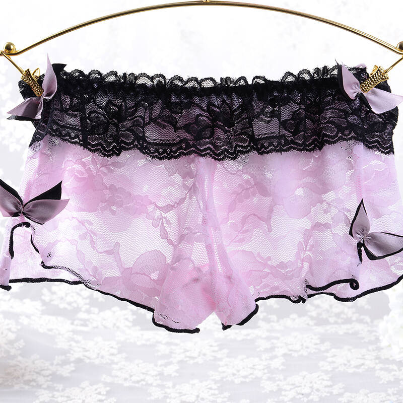 性感女式全透明内裤 女超薄低腰无痕平角安全裤 女士诱惑蕾丝底裤ok