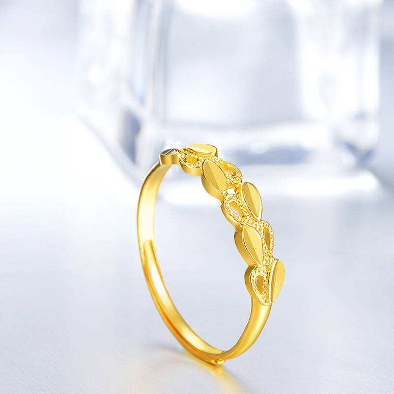 明牌珠宝足金 金枝玉叶活口女戒 黄金戒指女款 afm0029 工费50 足金
