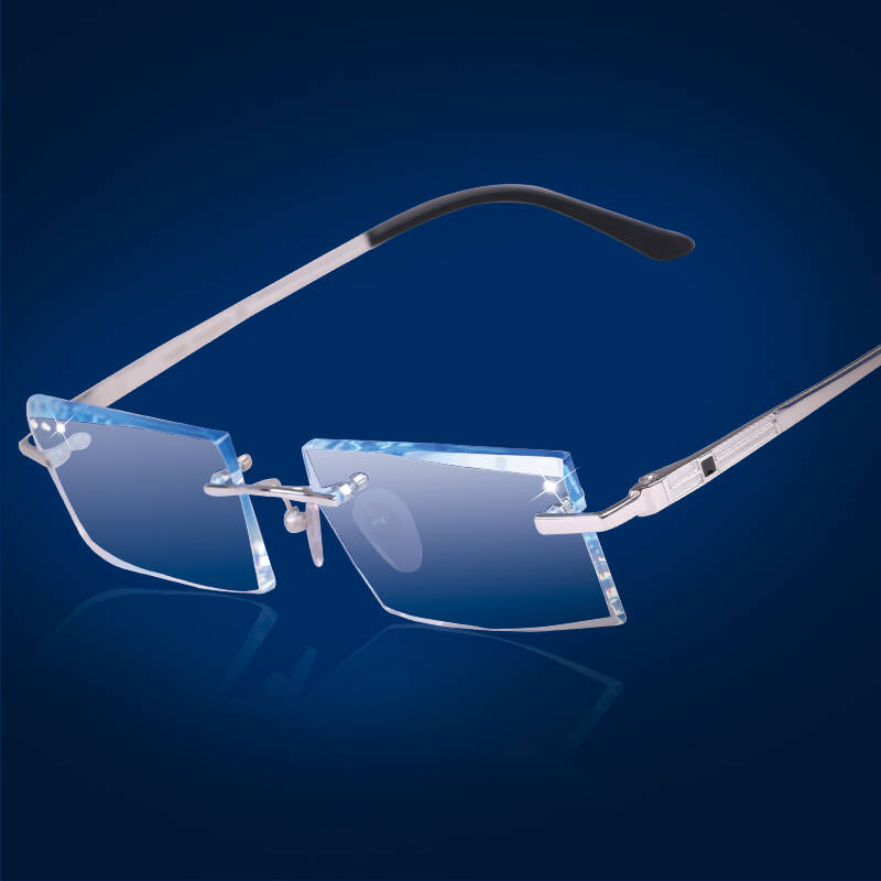 视佳男款商务无框钻石切边光学近视眼镜框 镜架枪色 单买镜架