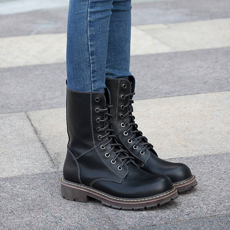 友臣新款真皮雪地靴冬男短靴情侣马丁靴 女 英伦军靴鞋子工装靴情侣鞋
