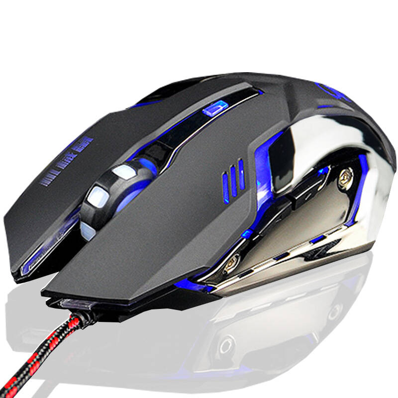 cf金属机械2代台式电脑笔记本有线宏鼠标 牧马人金属无声冷酷黑鼠标