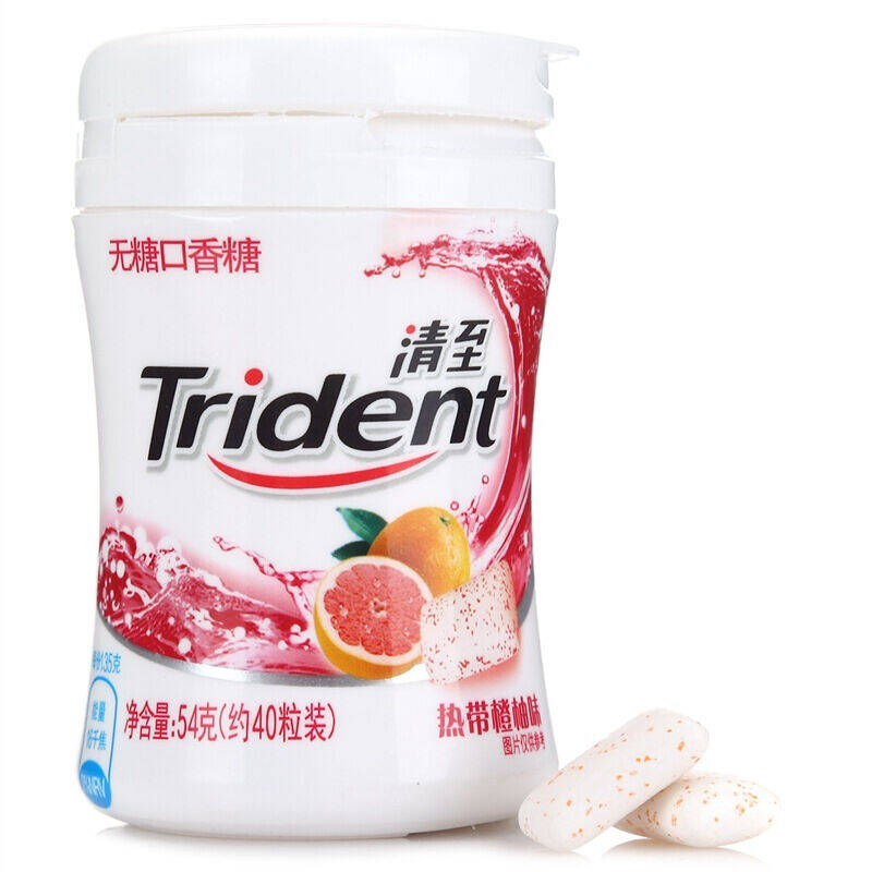 【京东超市】清至 trident 无糖口香糖热带橙柚味54g