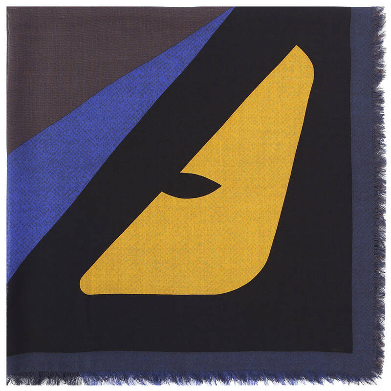 芬迪fendi 男士多色拼色混纺小怪兽时尚丝巾 fxs296 6x7 f0748【图片