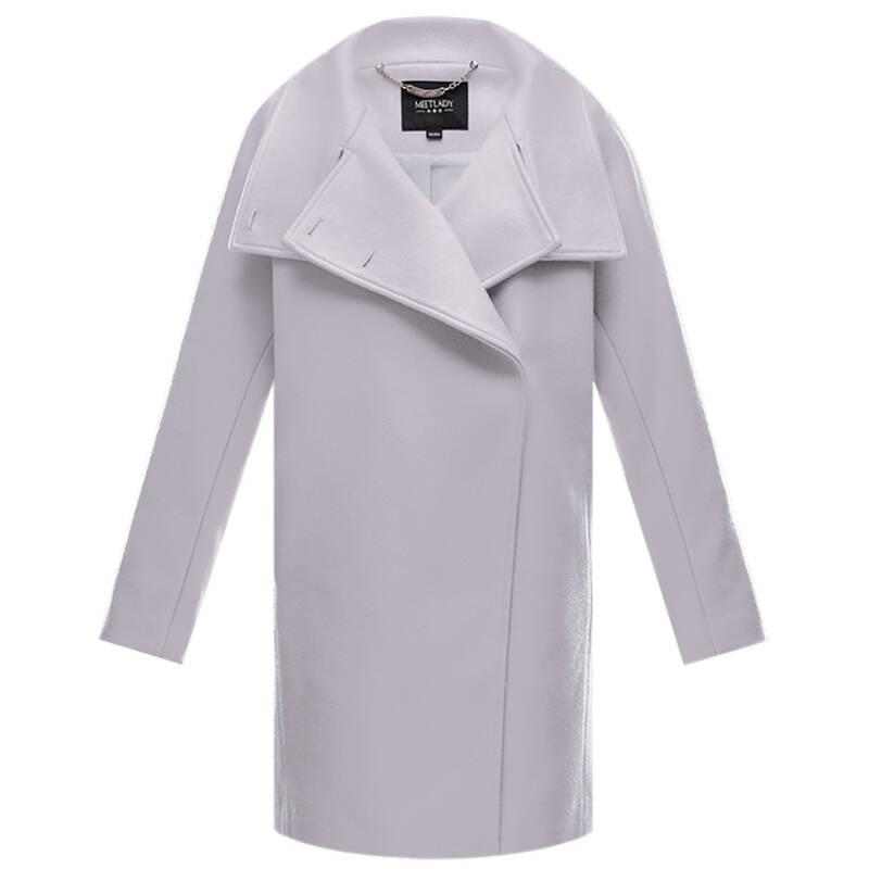 2016秋冬新款女装 中长款纯色暗扣羊毛呢大衣长袖呢外套女6ln205 灰色