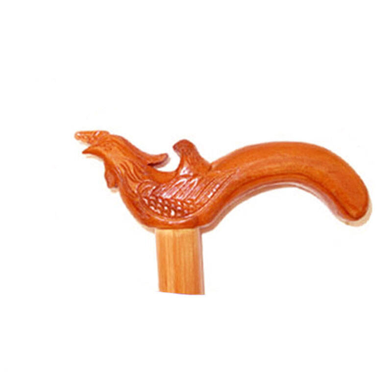 宏图好运 桃木精雕 凤头拐杖 实木拐杖 送老人手杖 助行器 凤凰于飞