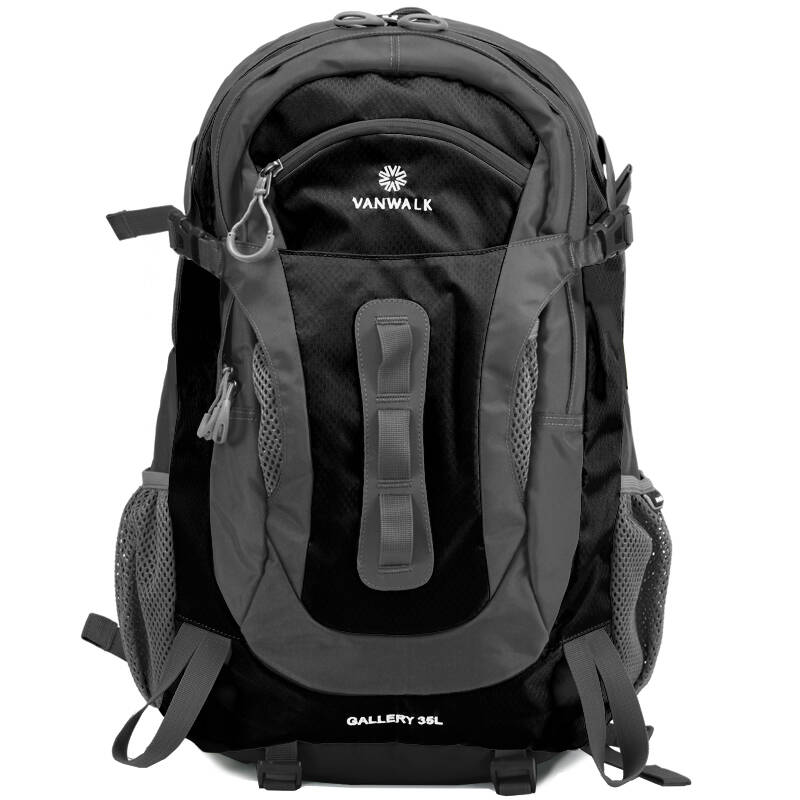 vanwalk男士双肩包背包电脑包书包男15.6寸笔记本包 黑色