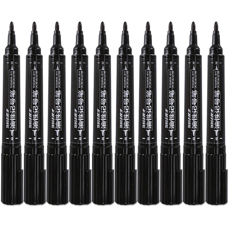 探戈(tango)记号笔大双头油性笔经典实用黑色10支装
