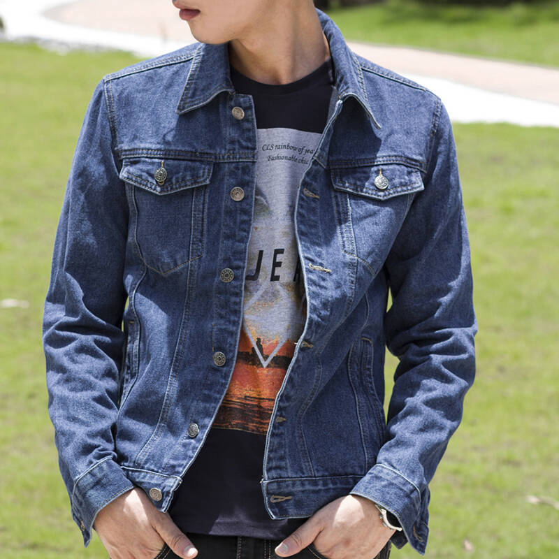 达约仕2014牛仔外套男士牛仔韩版潮男牛仔夹克衫牛仔衣 牛仔上衣 蓝色