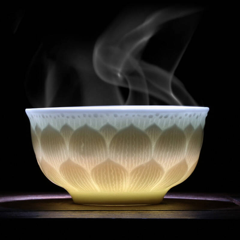 玉燕影青瓷杯子景德镇陶瓷茶杯手工莲花品茗杯茶具杯单杯主人杯