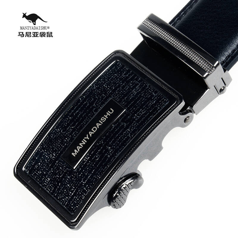 马尼亚袋鼠皮带 休闲真皮腰带 男士时尚商务百搭皮带 真牛皮自动扣