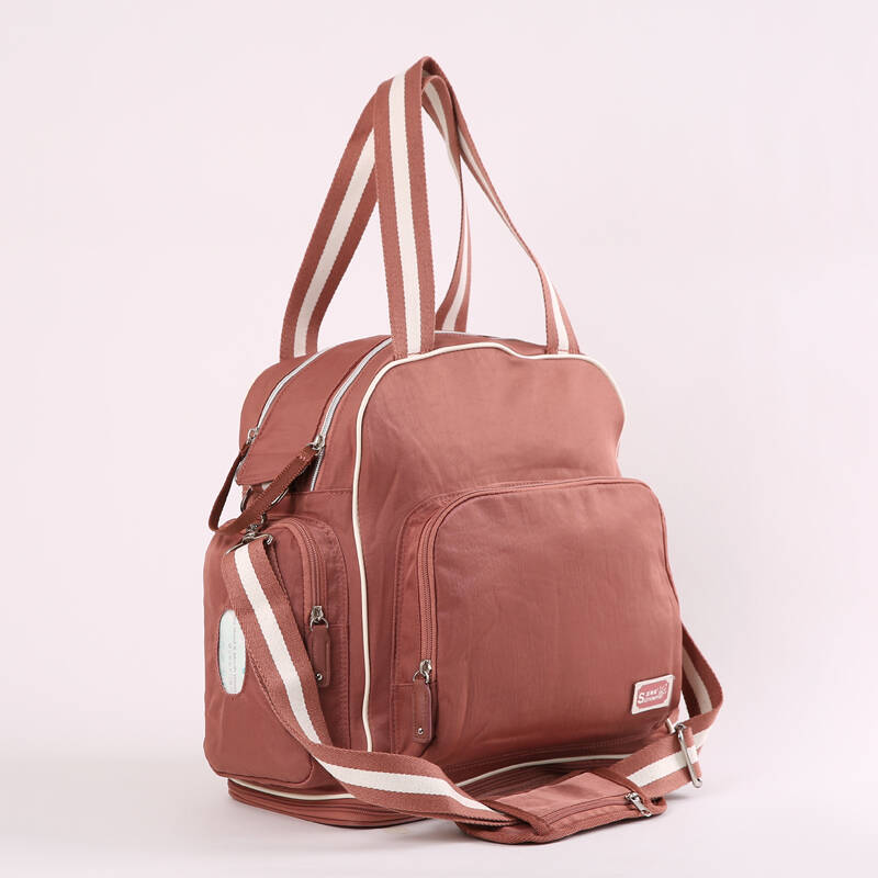 三美婴妈咪包双肩多功能大容量双肩妈妈包斜跨时尚母婴包 湘妃粉明星