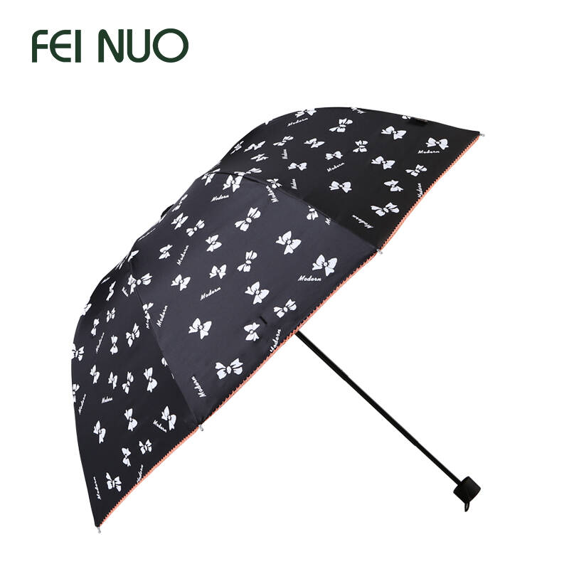 菲诺雨伞2014新品蝶舞波罗太阳伞防紫外线公主晴雨伞 耀目黑