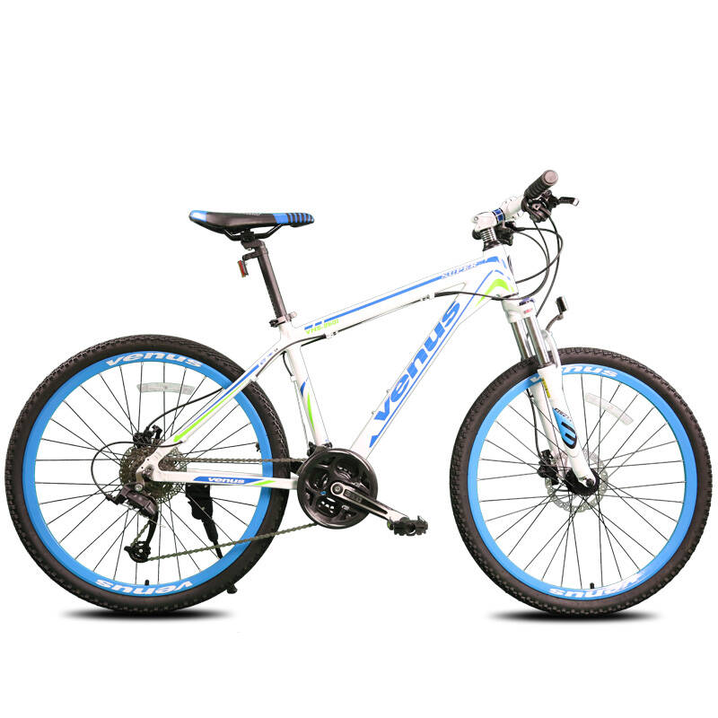 (venus)24速油碟刹山地车微转变速可锁死前叉铝合金架越野自行车 白蓝