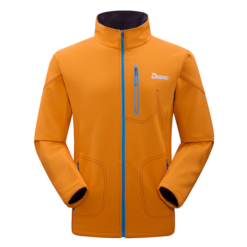 deeko/迪高 户外运动软壳冲锋衣 男 连帽 秋冬情侣冲锋衣 男麦秆黄d