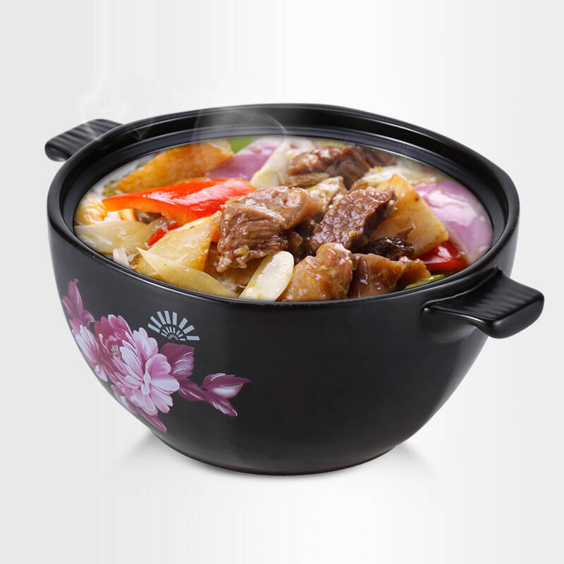陶煲王 韩式砂锅 养生熬粥煲汤锅 炖锅 耐高温汤煲 六福系列3l 黑花之