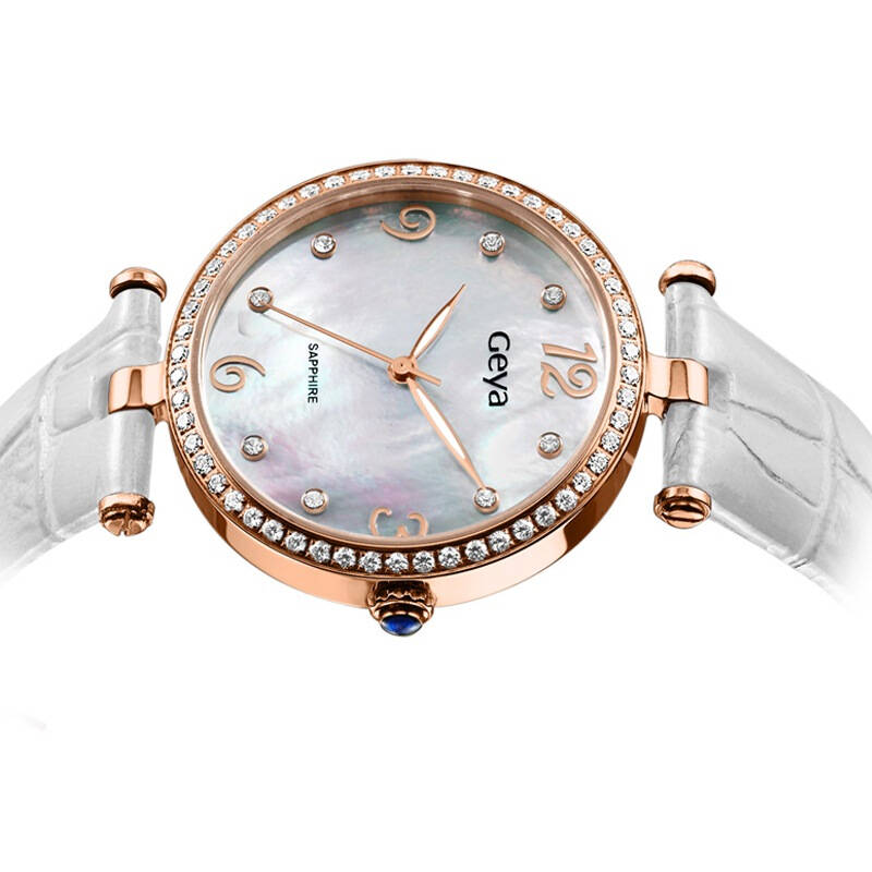 格雅(geya)手表时尚系列石英女表白盘白色表带72002