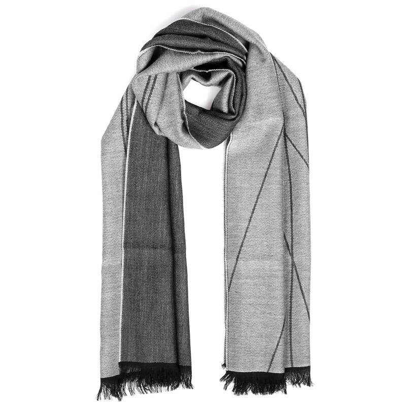 armani collezioni 阿玛尼 男士灰色羊毛流苏长形围巾 645033 6a702