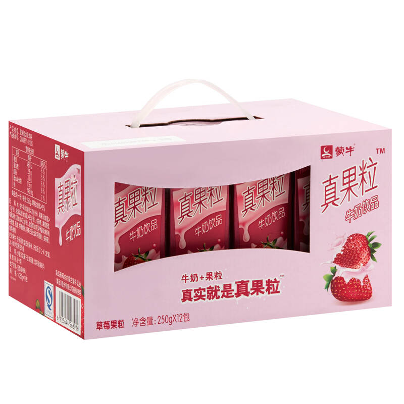 【京东超市】蒙牛 真果粒牛奶饮品(草莓)250g*12 礼盒装【图片 价格